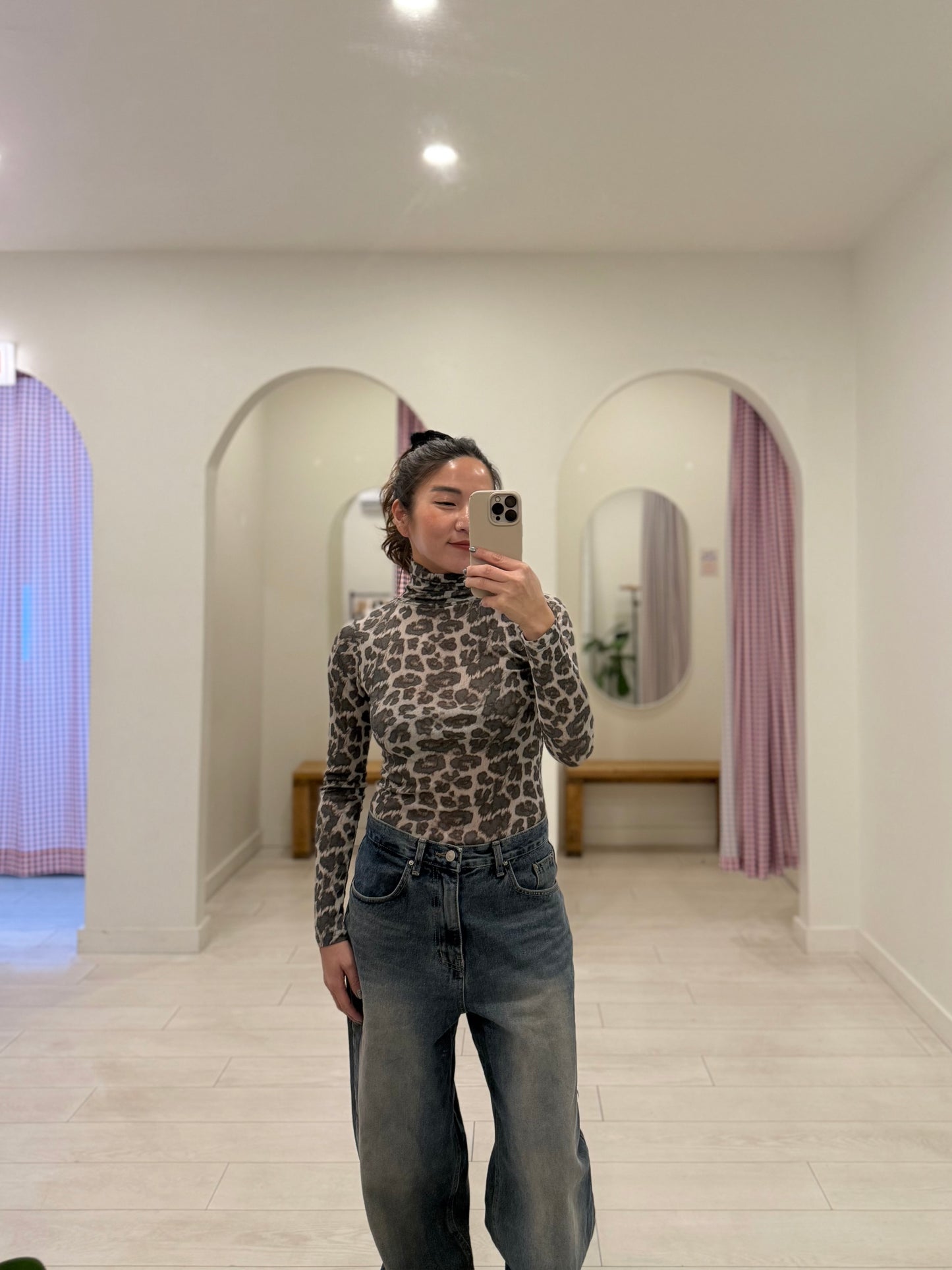 KISK Cheetah turtleneck top