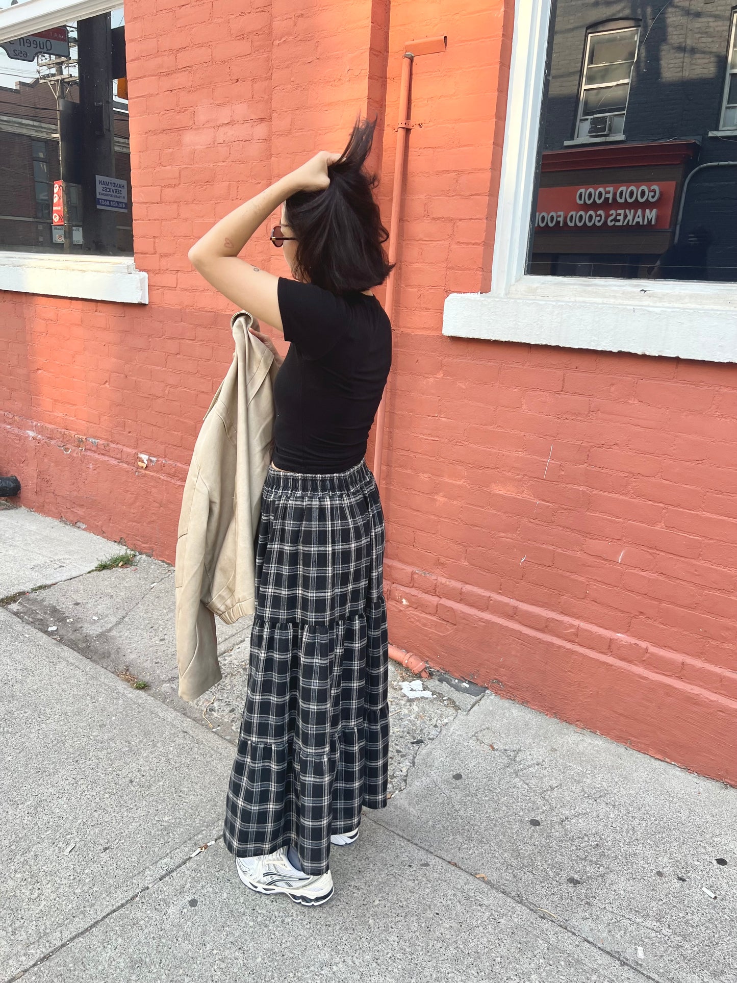 PASHA Plaid maxi skirt