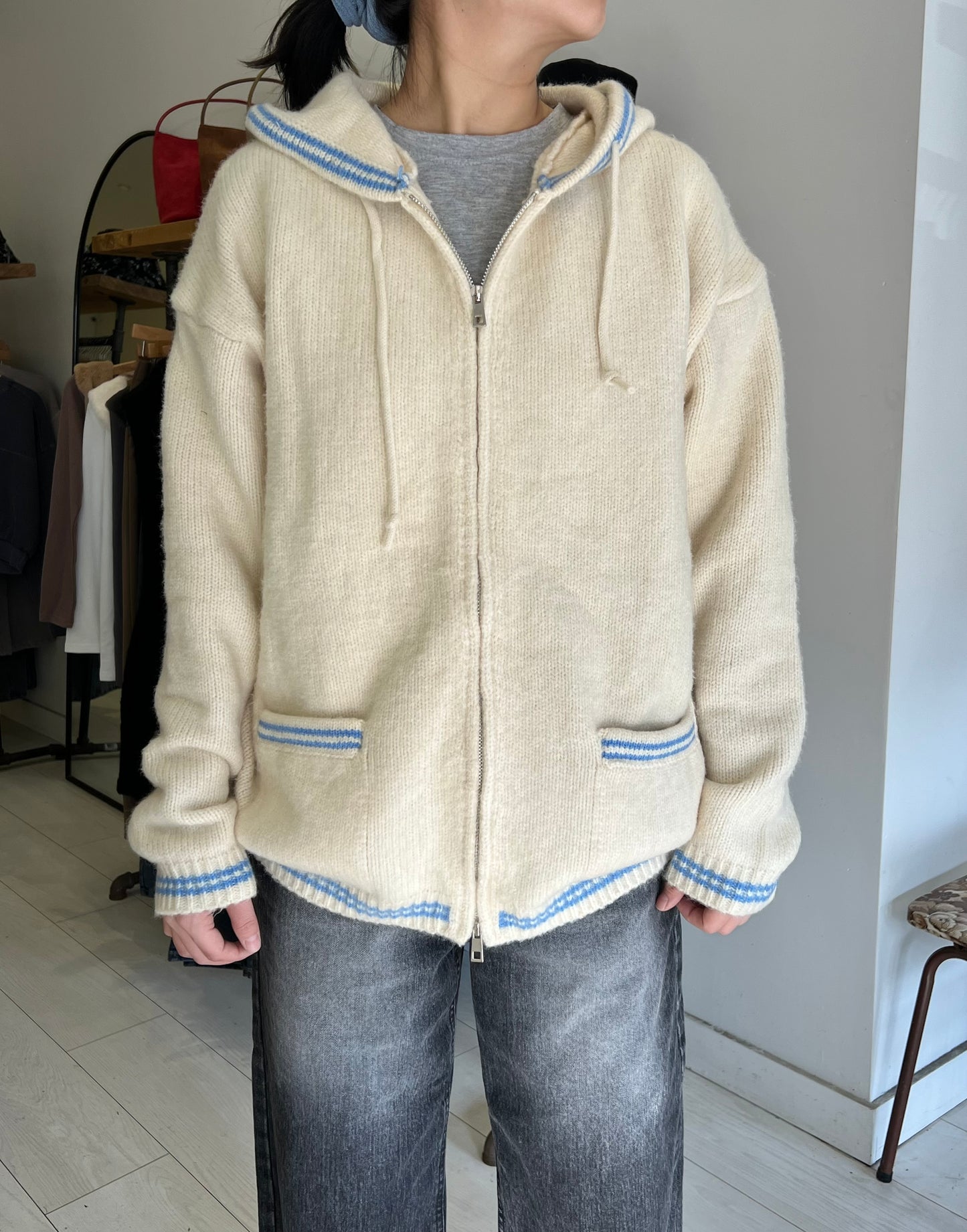 RAEL Hooded zip-up sweater