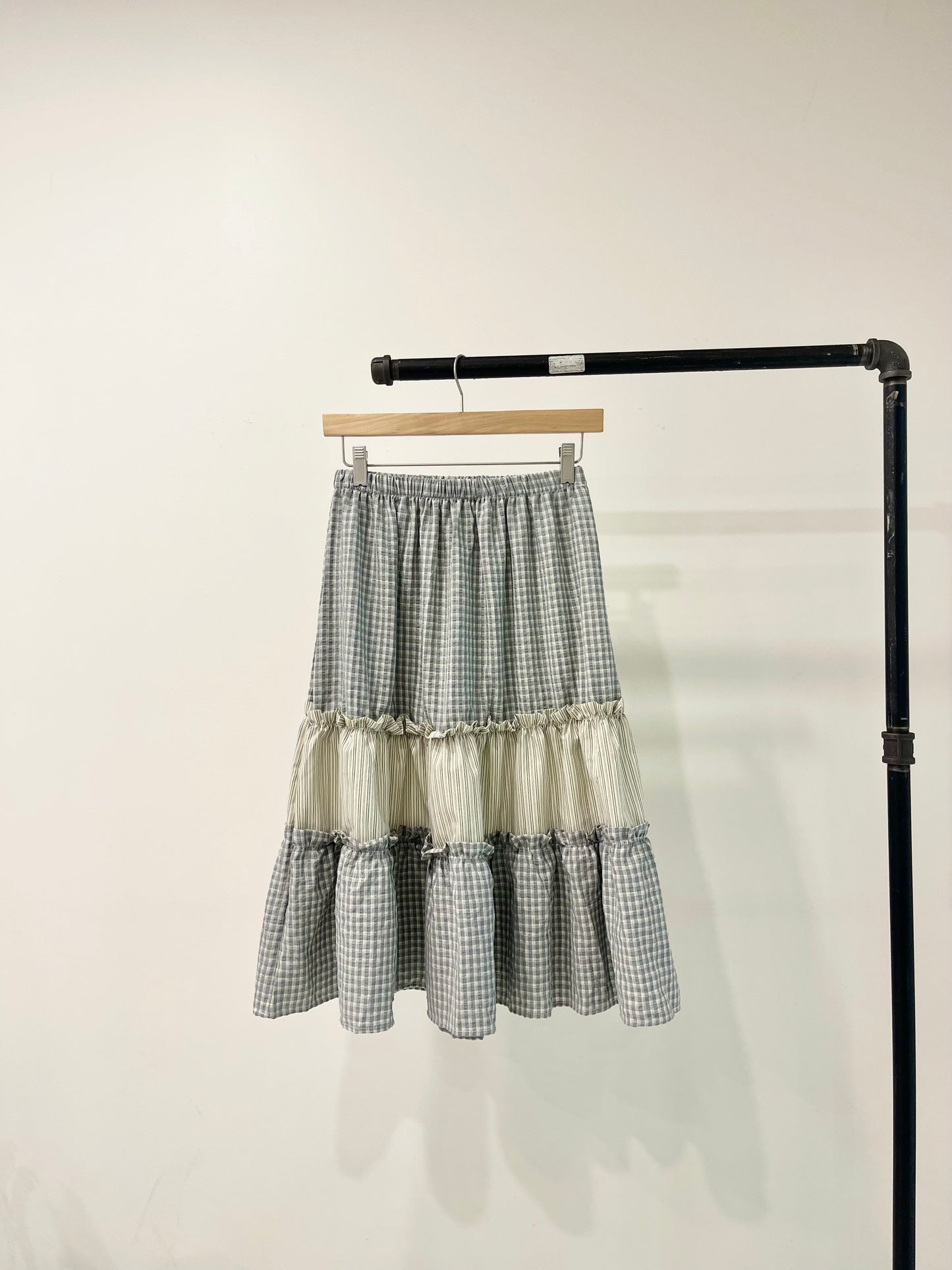 WINNIE Gingham tiered maxi skirt