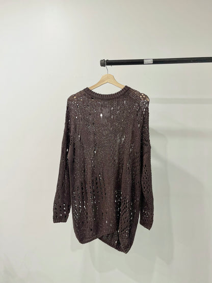 KIT Distressed open-knit pullover