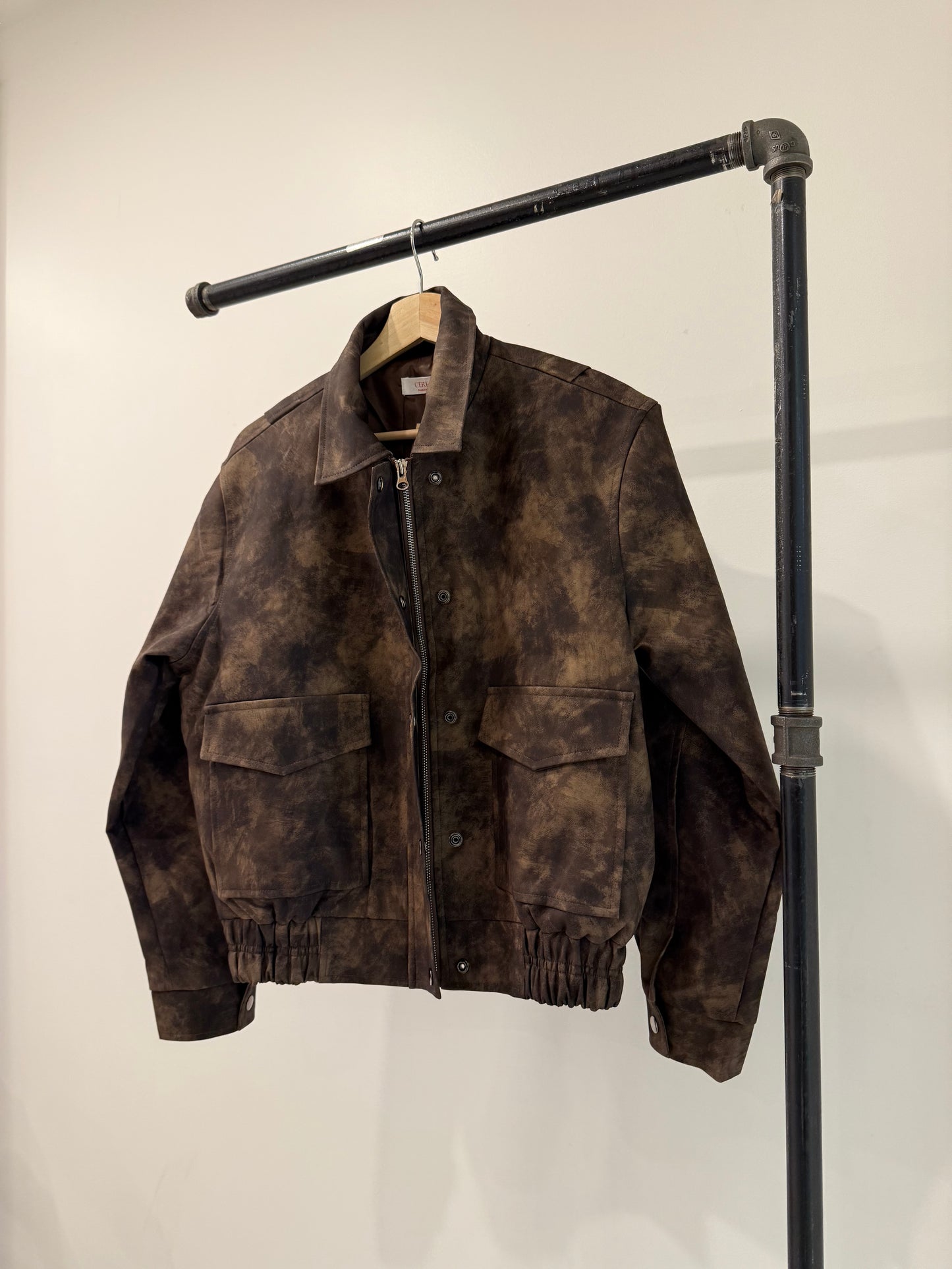 SHOW Washed faux leather bomber