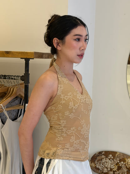 FLORA Jacquard halter top