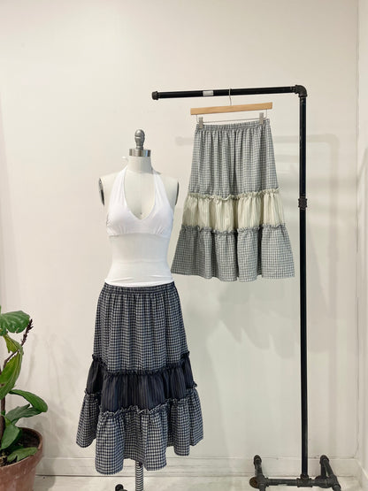 WINNIE Gingham tiered maxi skirt