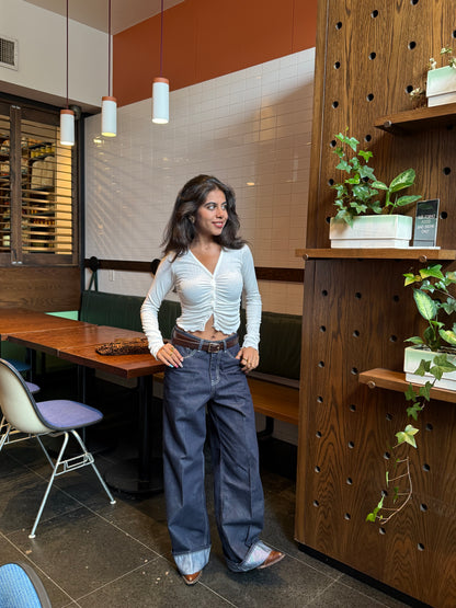 HOTO Ruched button-up top