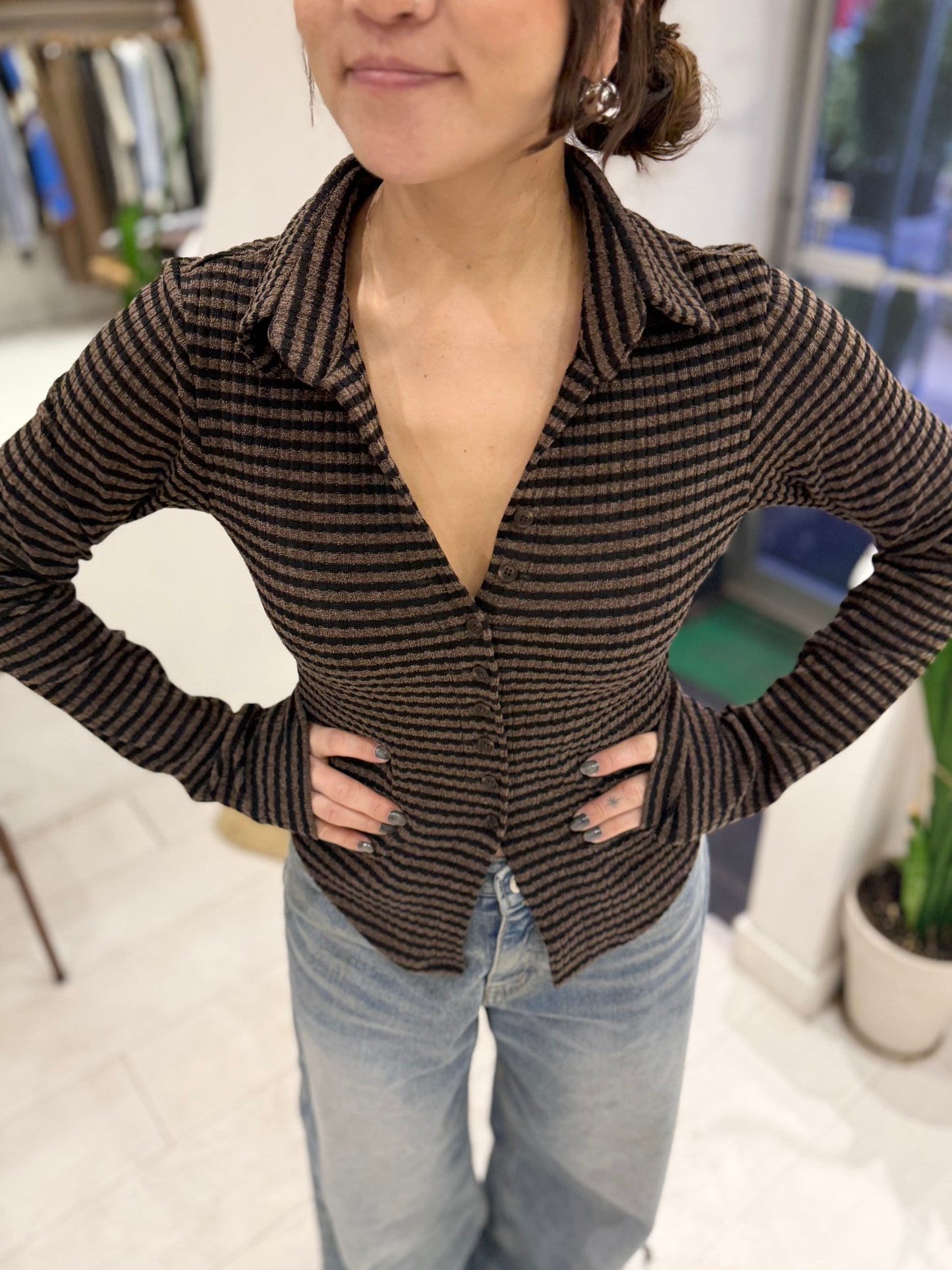 RAE Stripe knit shirt