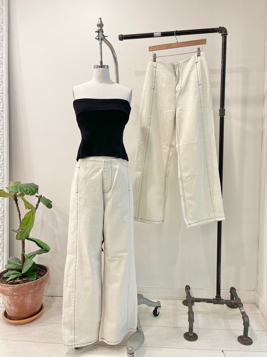 MARLO Contrast-stitch wide-leg pants