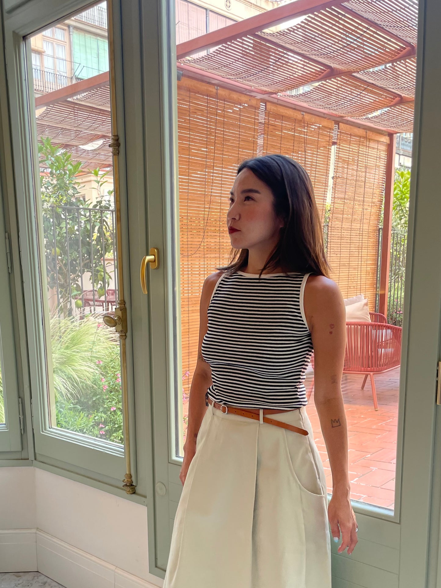 ODETTE Striped boat-neck tank