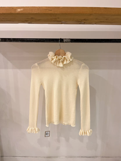 JUMI Ruffled edge knit top