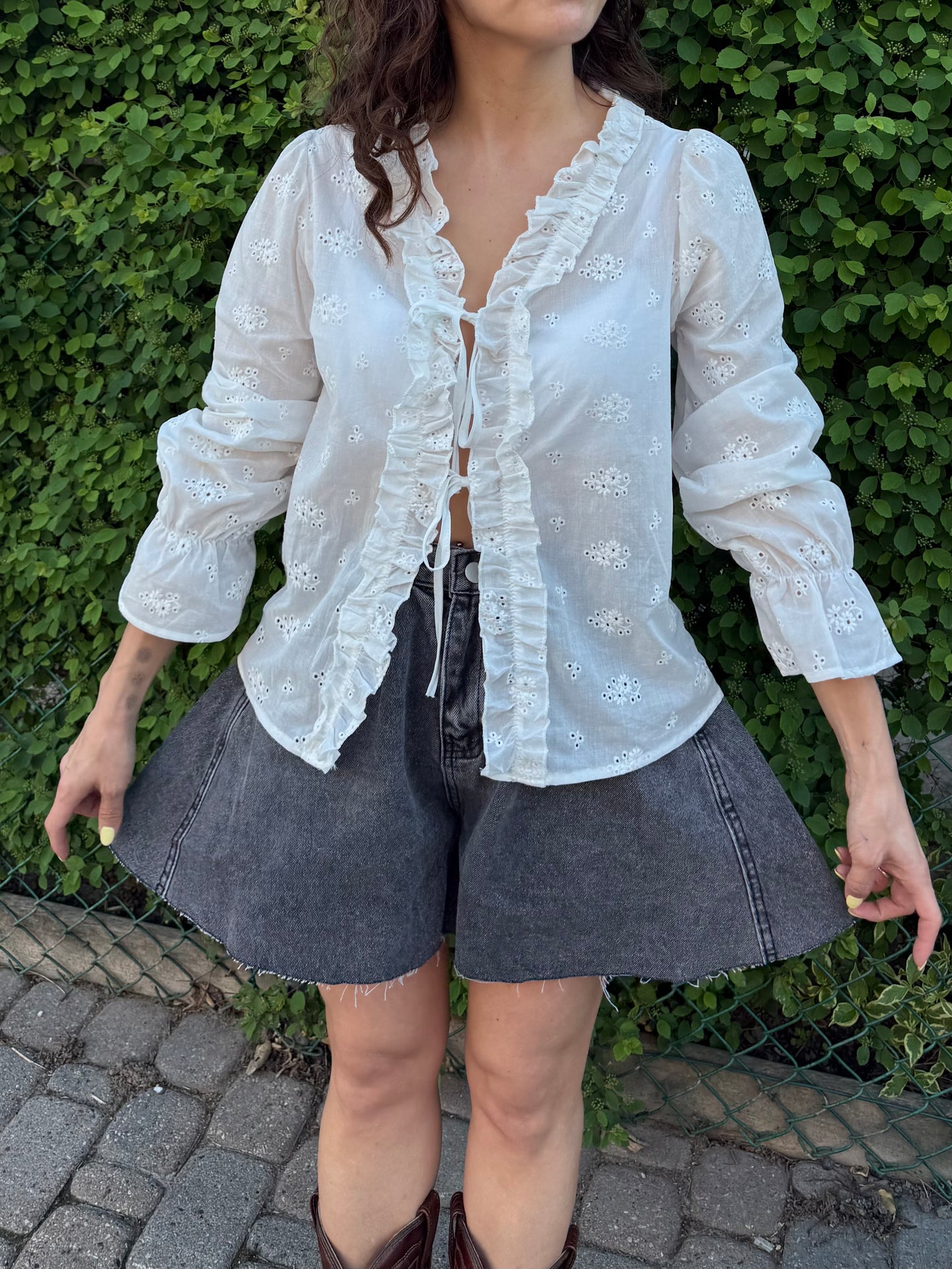 SKET  Flare denim shorts