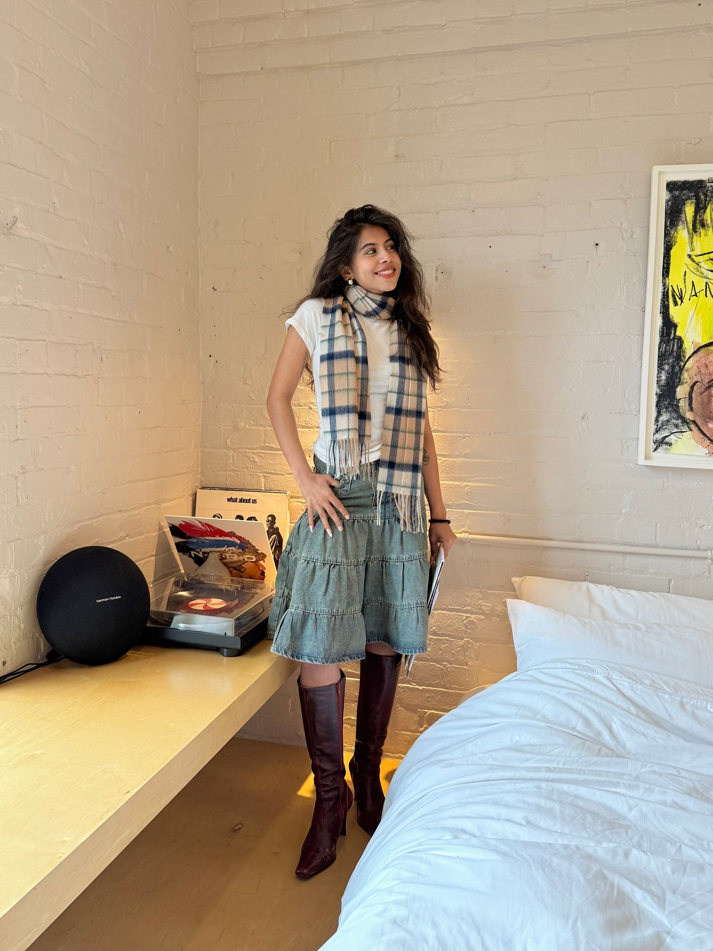 CESS Tiered denim midi skirt