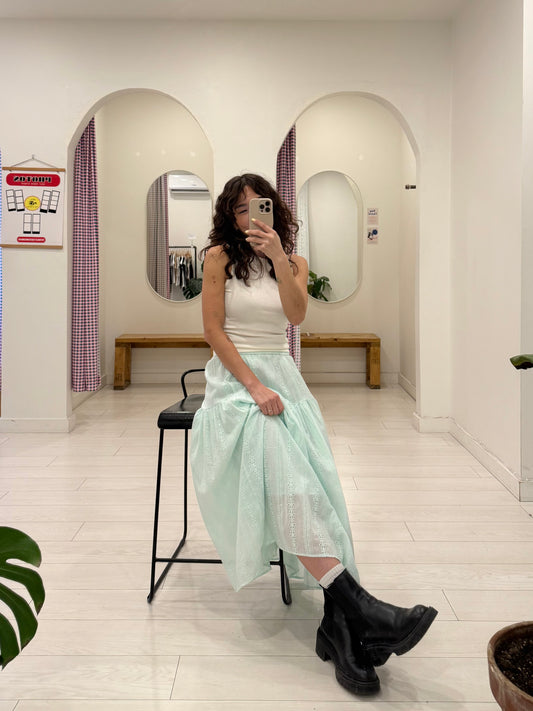 SERENE Eyelet maxi skirt