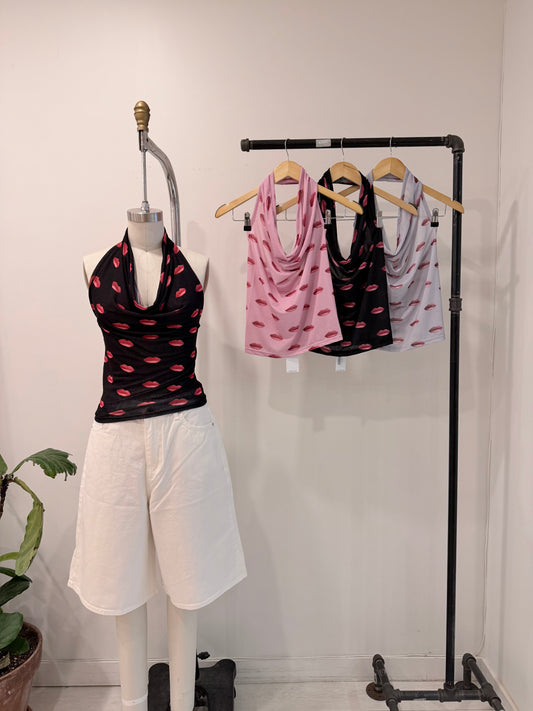 SCARLETT Lip-print halter