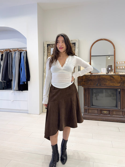 MICA Asymmetric suede skirt