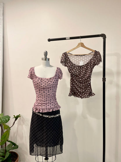 PIPER Polkadot square-neck top