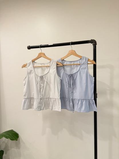 NORAH Ruffle hem stripe top