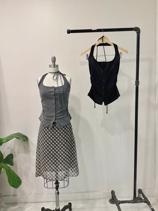 TANLEY Button-up halter top