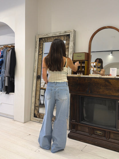 DORA Ripped wide-leg jeans