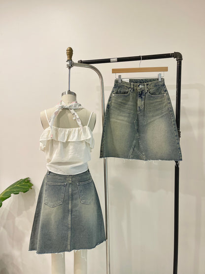 MANE Denim midi skirt