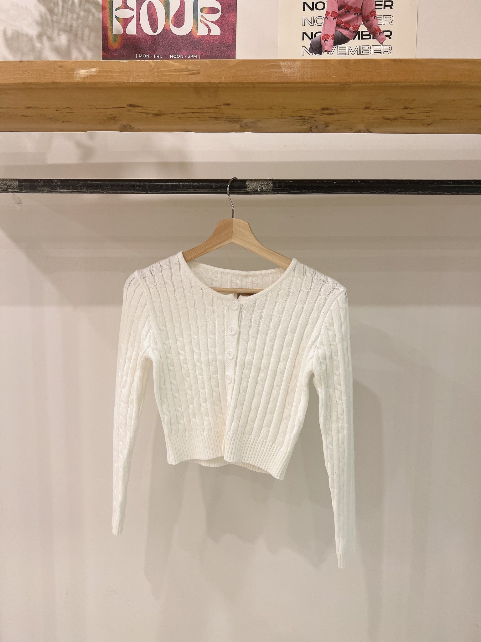 LILY Cropped cable-knit cardigan
