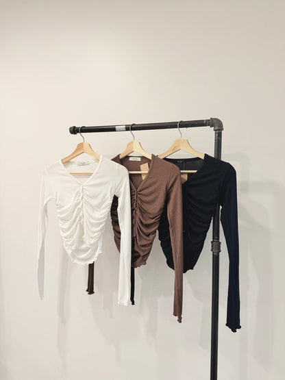 HOTO Ruched button-up top