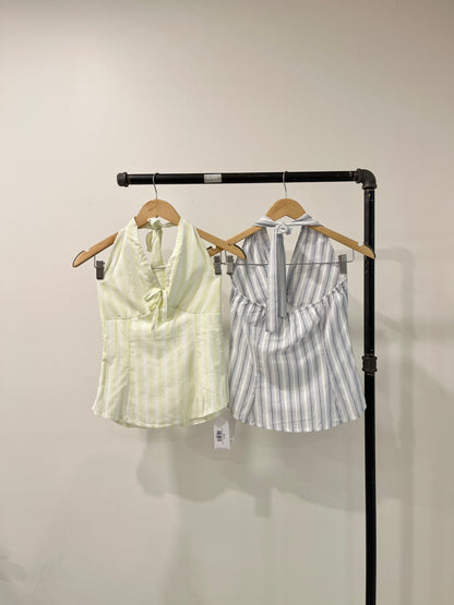 LUCY Striped halter blouse