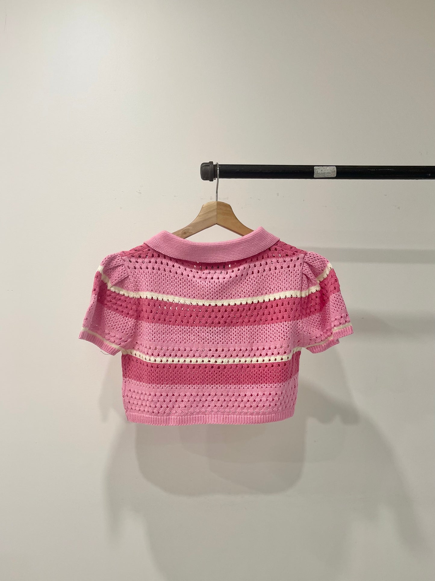 PIPPA Crochet candy-stripe polo
