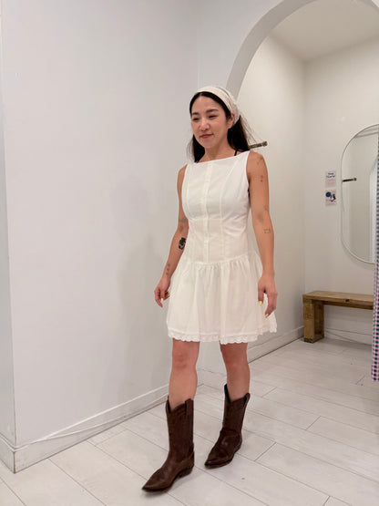 MARGOT Eyelet drop-waist mini dress