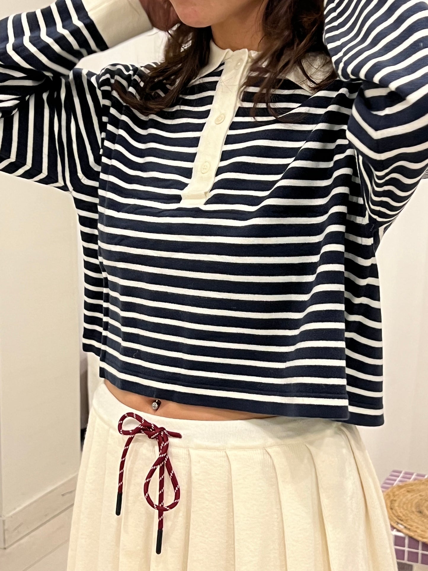 GORI Collared stripe knit