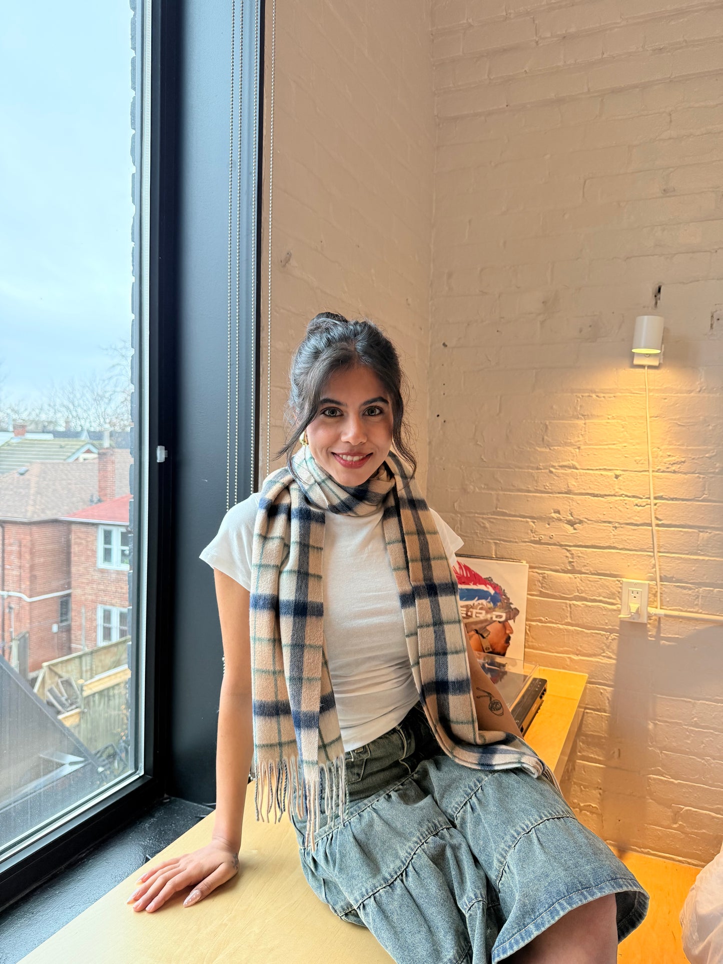 PART Plaid wool scarf