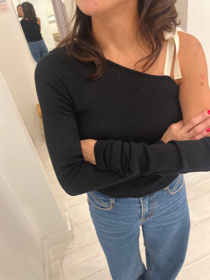 NEED One shoulder knitted top