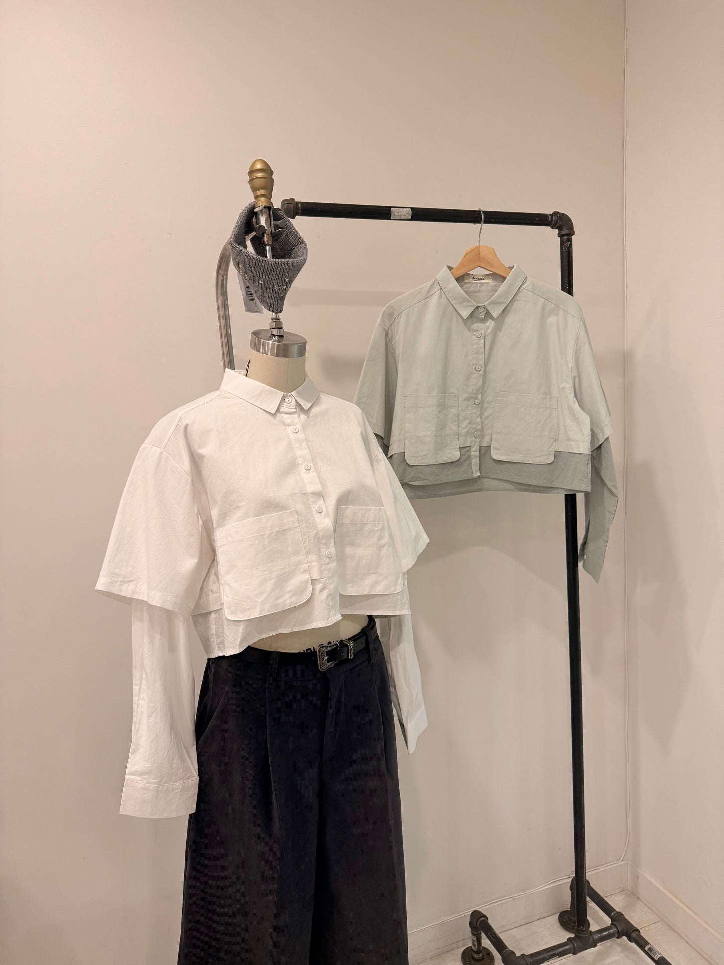 RONNY Layered crop shirt