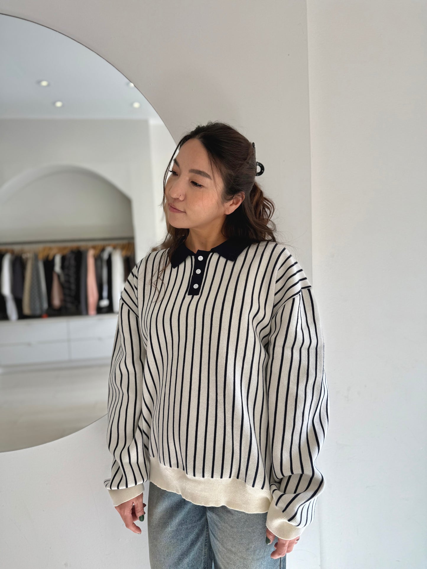 TIA Horizontal stripe rugby shirt