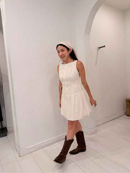MARGOT Eyelet drop-waist mini dress
