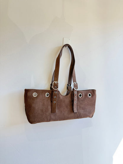 VELO Belted faux suede bag