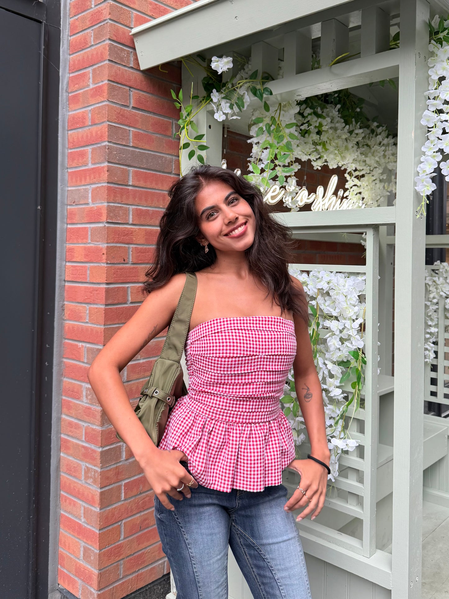 POP Gingham peplum top