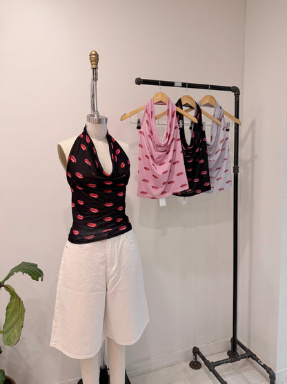 SCARLETT Lip-print halter
