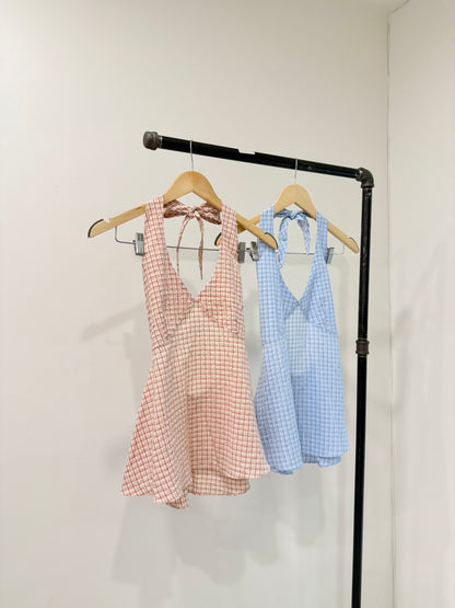 SUMMER Plaid halter shirt