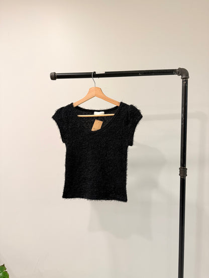 NICOLE Capped sleeve boucle top