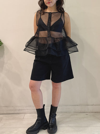 VOICE Black denim shorts