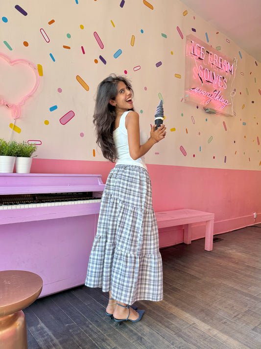 RHEENA Plaid maxi skirt