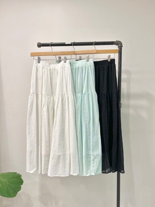 SERENE Eyelet maxi skirt