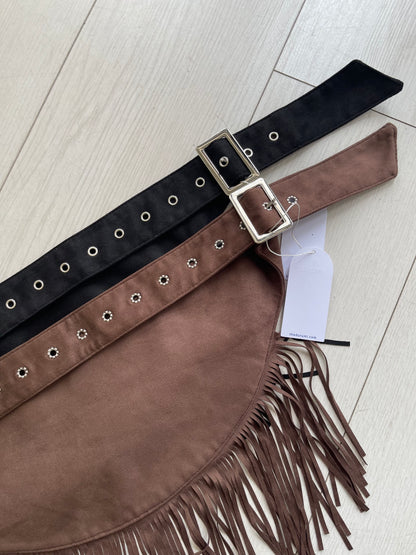 DAKOTA Fringe suede belt