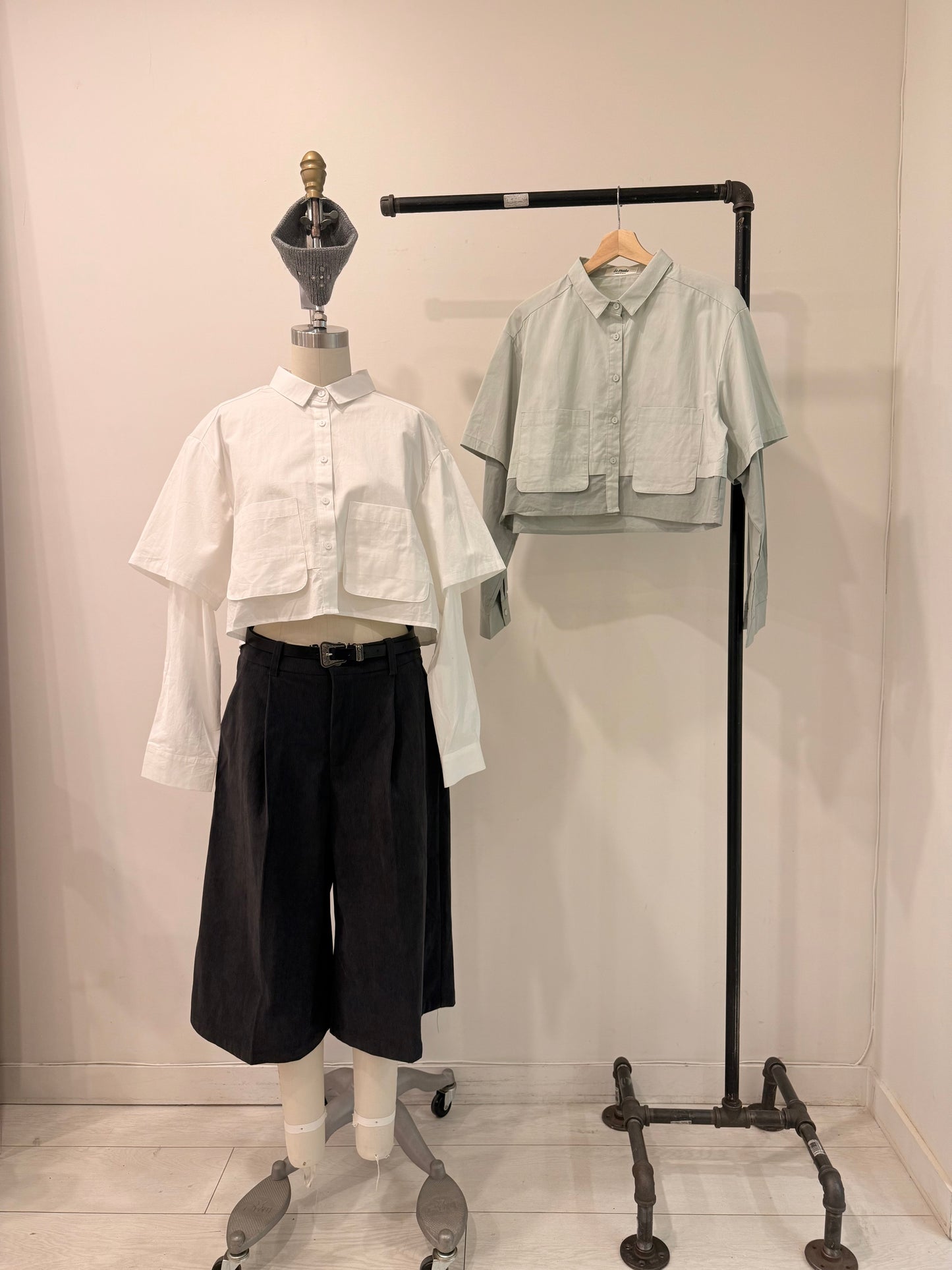 RONNY Layered crop shirt