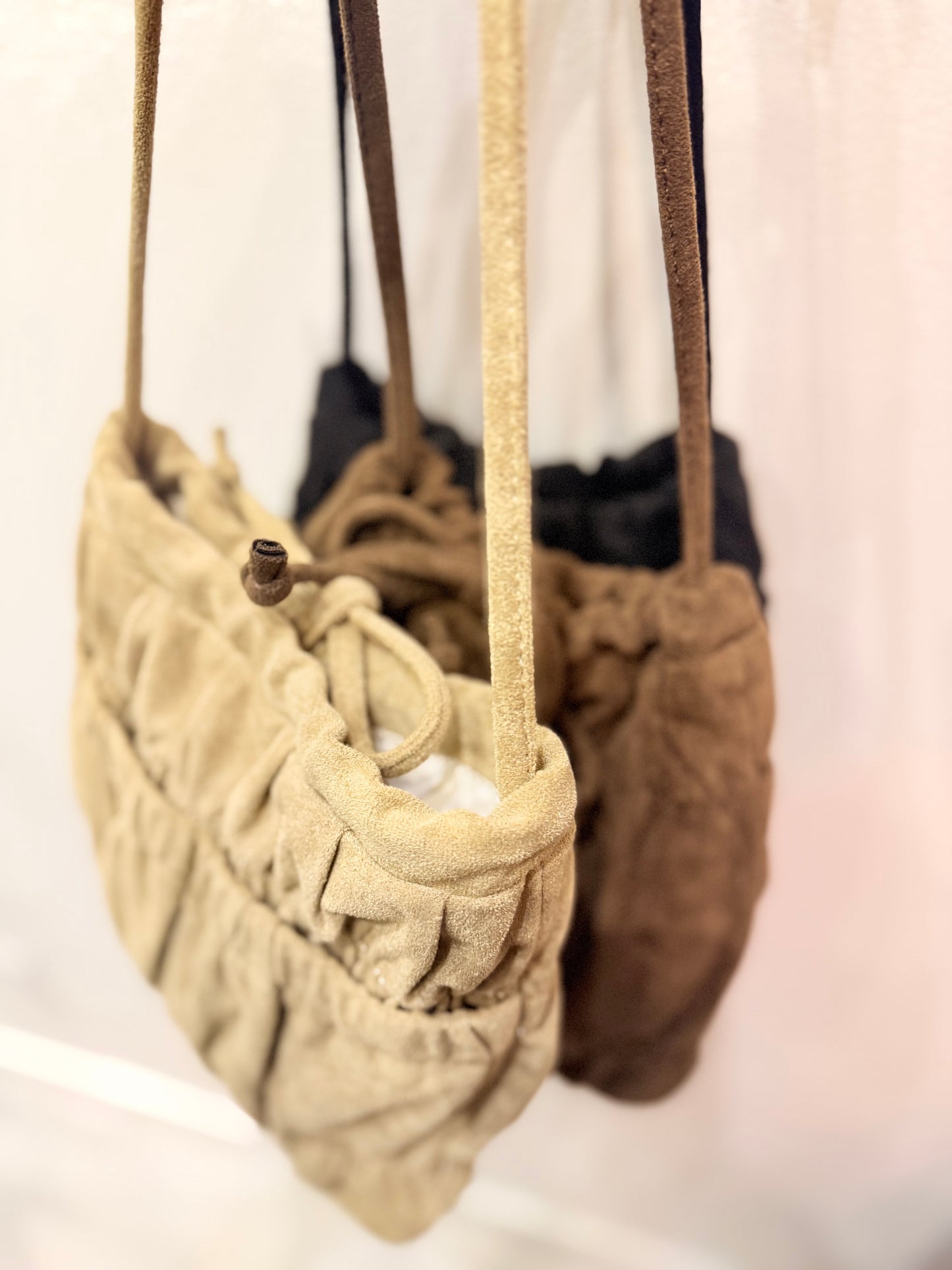 RUNE Ruched vegan suede bag