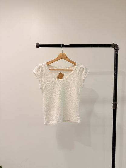 NICOLE Capped sleeve boucle top