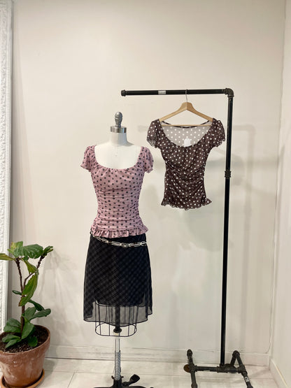 PIPER Polkadot square-neck top