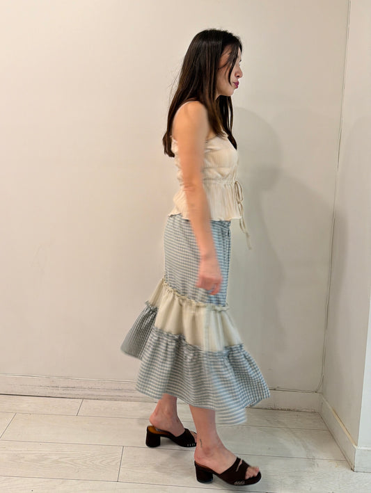 WINNIE Gingham tiered maxi skirt