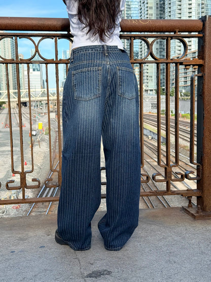 MEGO Striped denim jeans