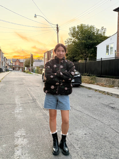 TUBE Flower print fleece jacket